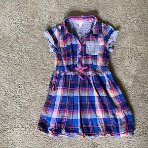Shirt sleeve plaid dress with pockets, size 6/6X